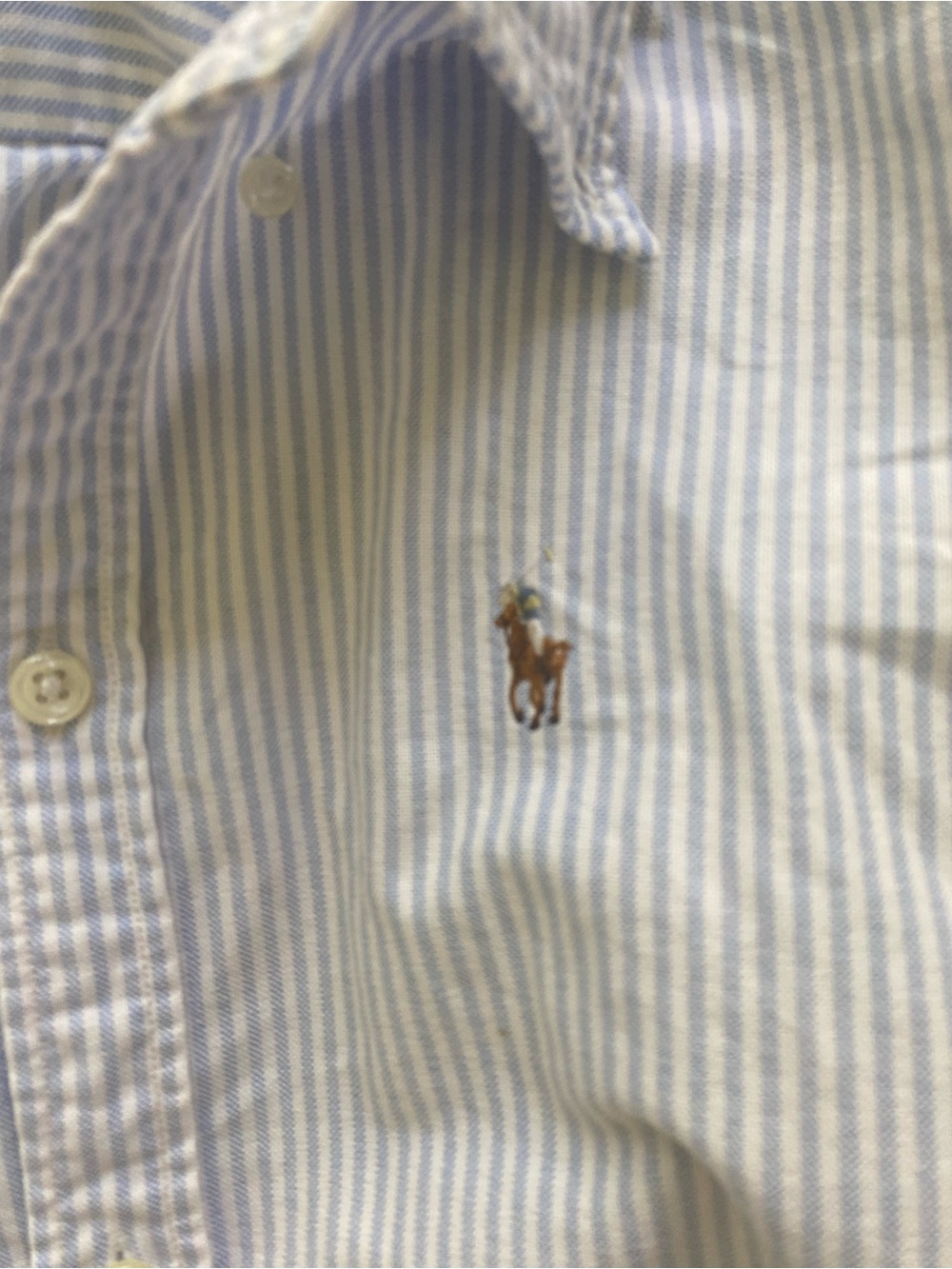 Ralph Lauren Light Blue and White Striped Oxford Cloth - Slim Fit - Picture 2 of 3